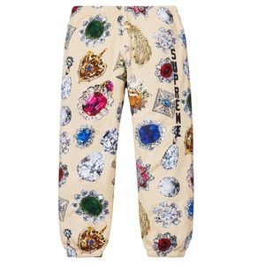 SUPREME “Jewels” Cream Sweatpants, Small